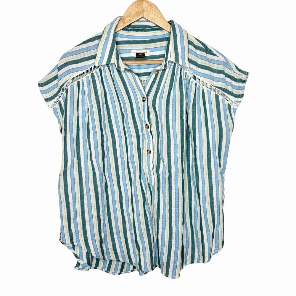 Pilcro Striped Short Sleeve Top Womens Small Fisherman Nautical Preppy Coastal